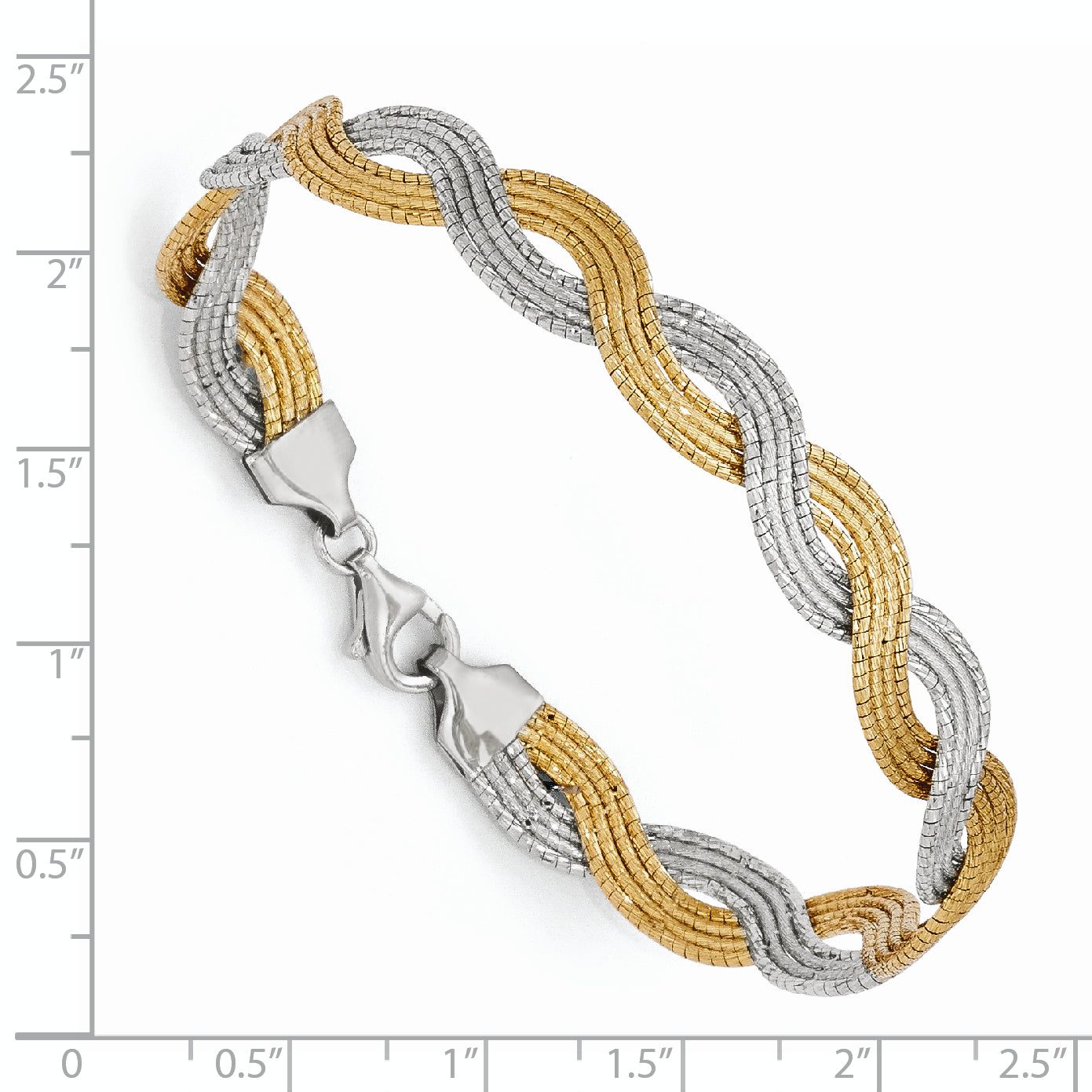Sterling Silver Gold-plated Diamond-cut Twisted Bracelet Secondary image