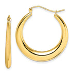 10K Yellow Gold Polished Hollow Hoop Earrings with Classic Creole Design