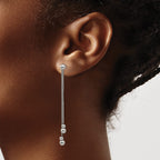 Stainless Steel Polished Beaded Drop Dangle Earrings for Women