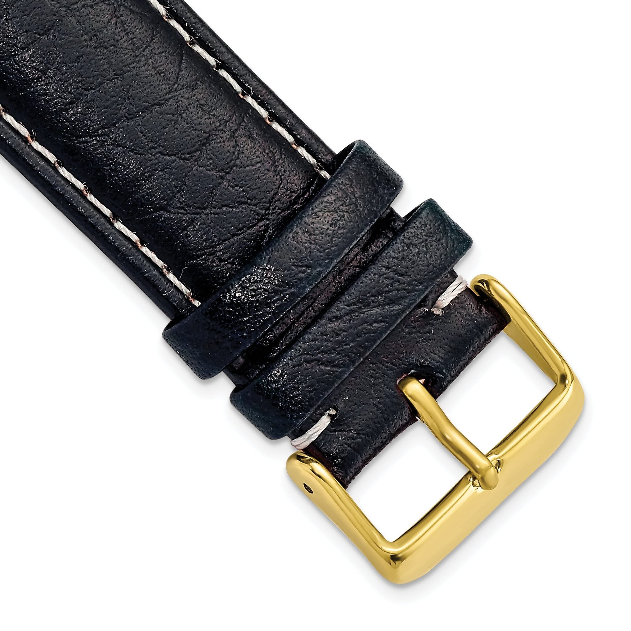Navy Sport Leather Watch Band in 18mm with Gold-Tone Buckle
