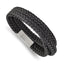 Stainless Steel Brushed Black Braided Leather Wrap Bracelet for Men