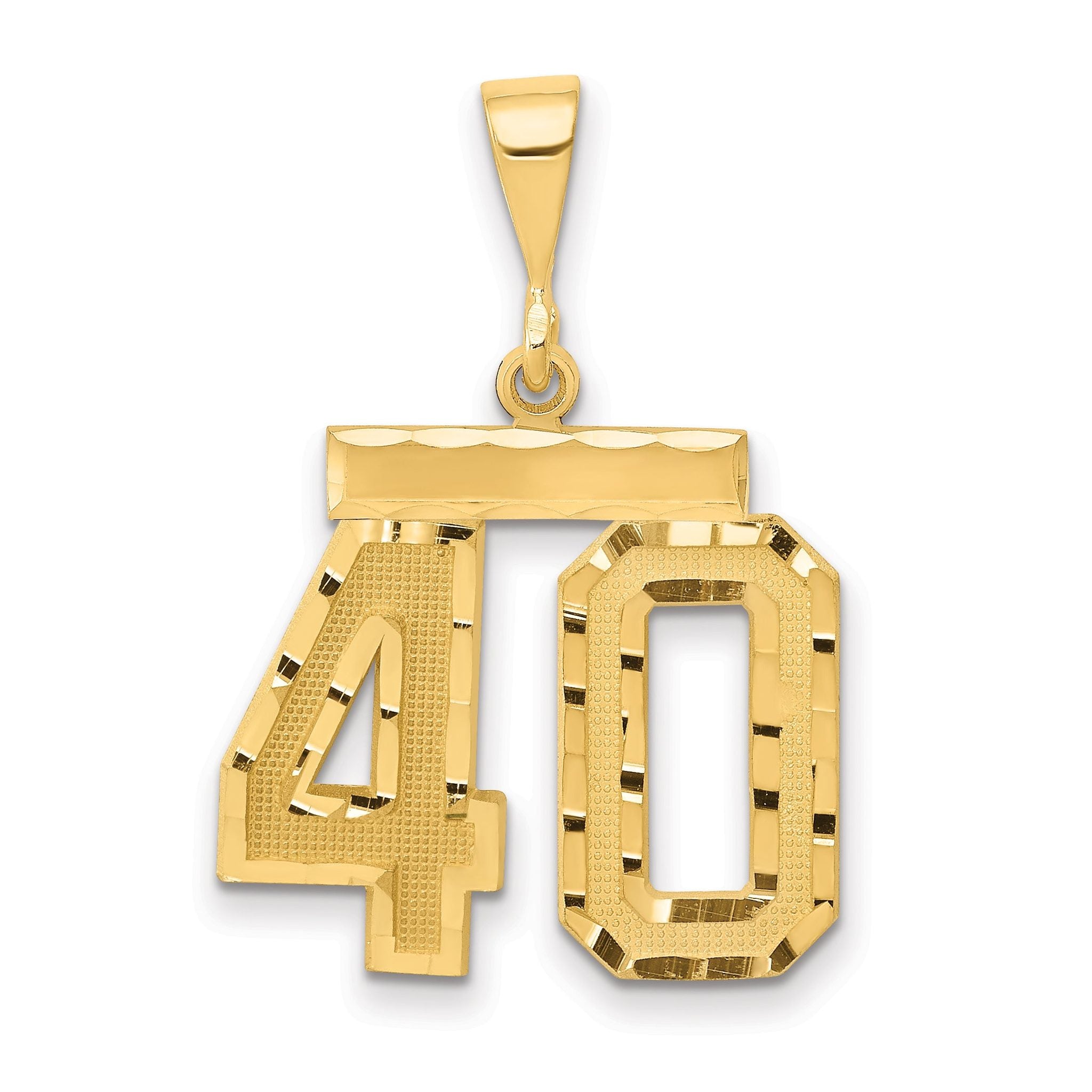 14K Gold Diamond-Cut Number 40 Charm with Polished Finish Medium Size Main image