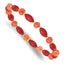 Sterling Silver Gold-plated Coral and Jade Beaded Stretch Bracelet