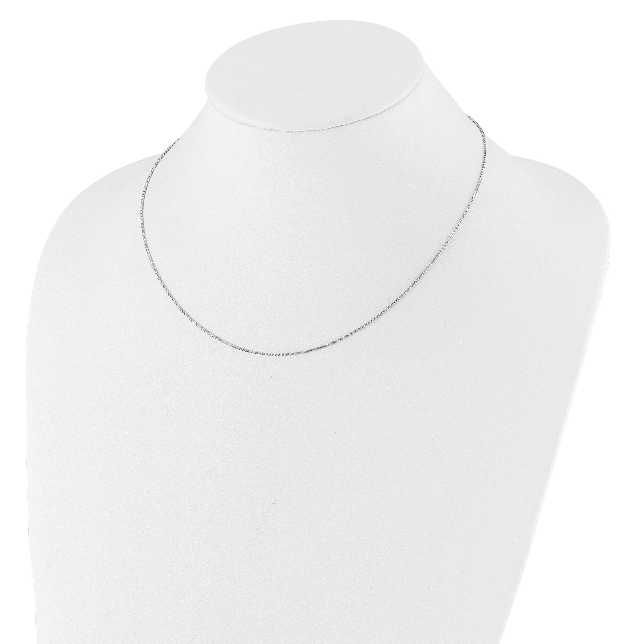 14K White Gold 1mm D/C Open Franco 1in+1in Adjustable Chain