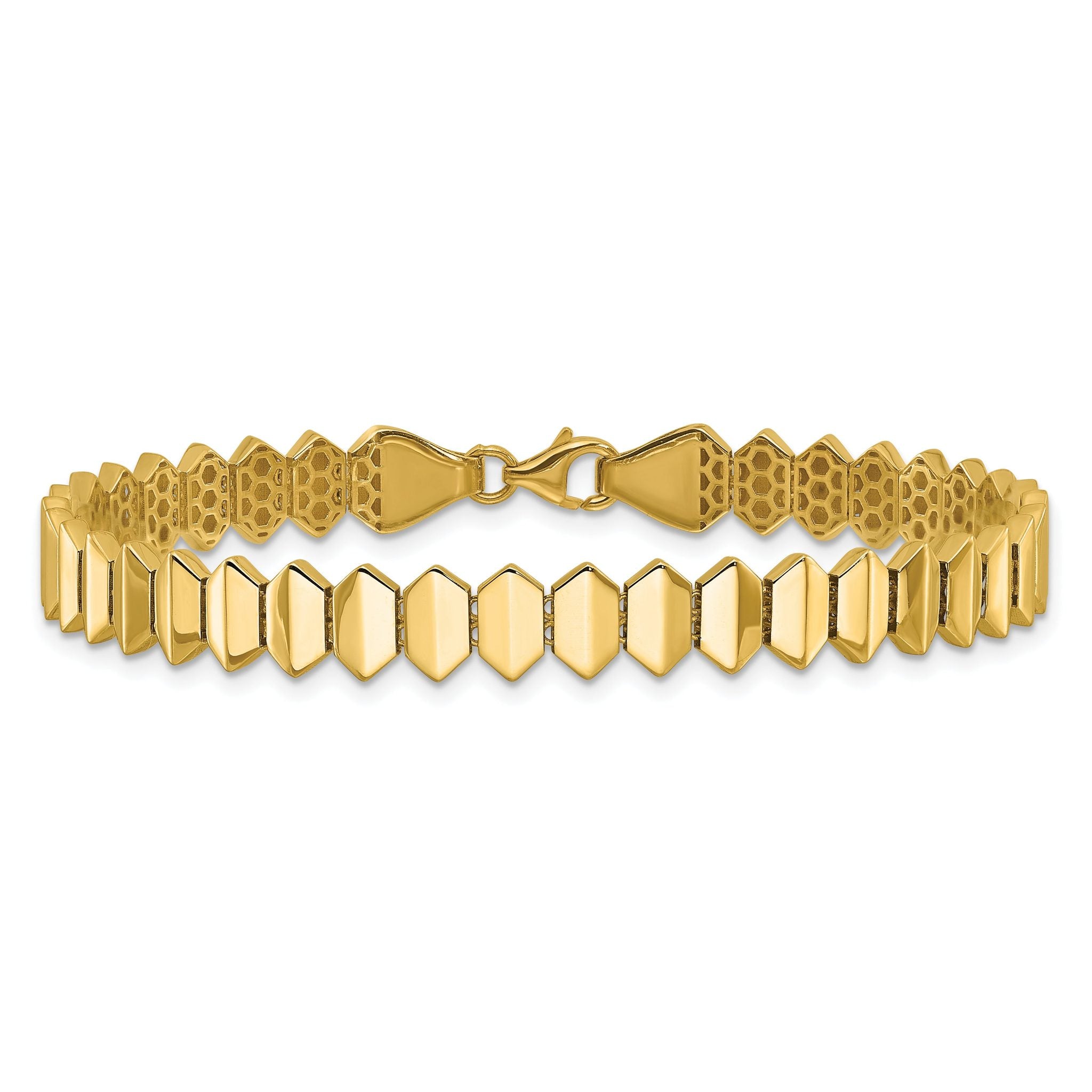 14K Polished Fancy Geometric Link Bracelet