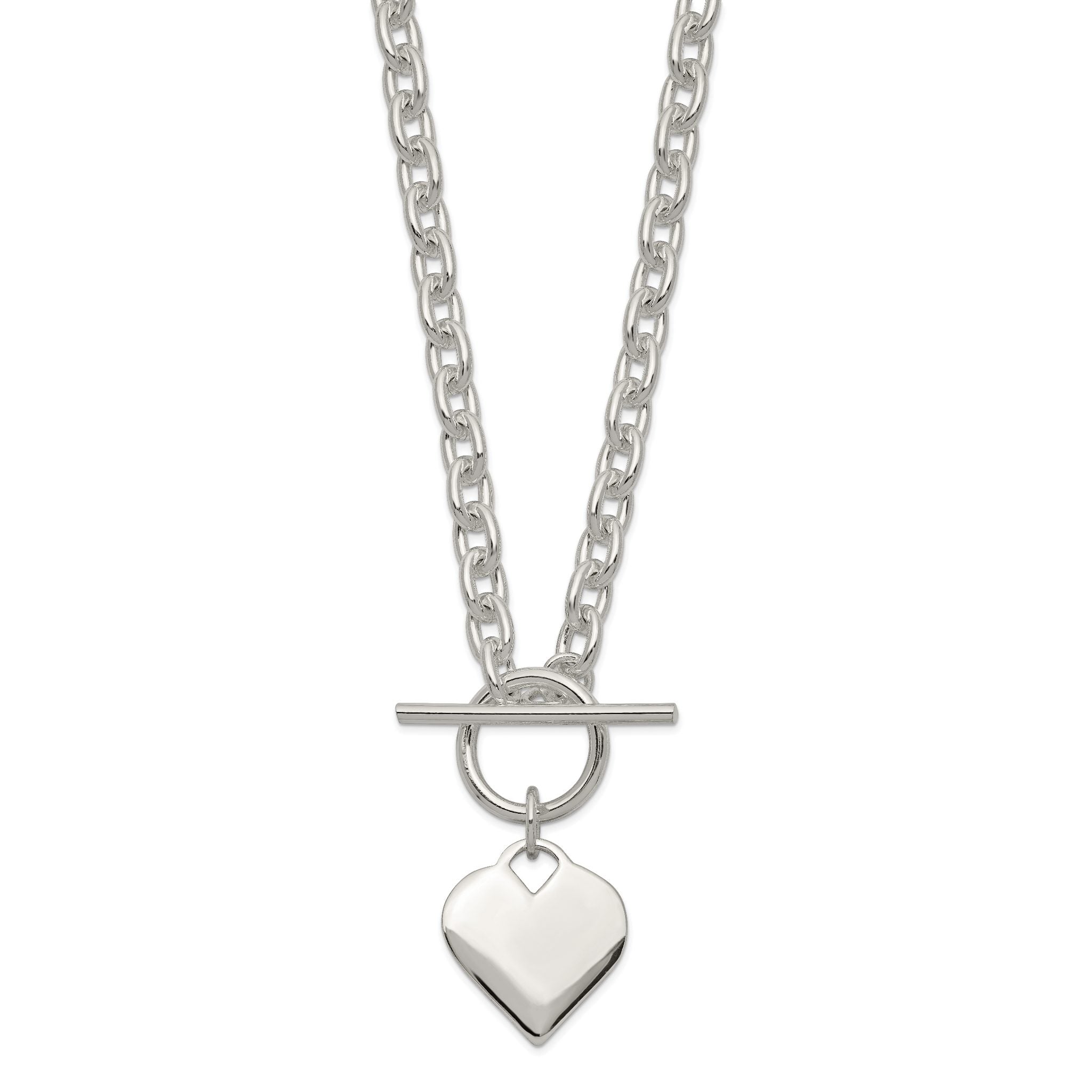 Sterling Silver Engraveable Heart Toggle Necklace Secondary image