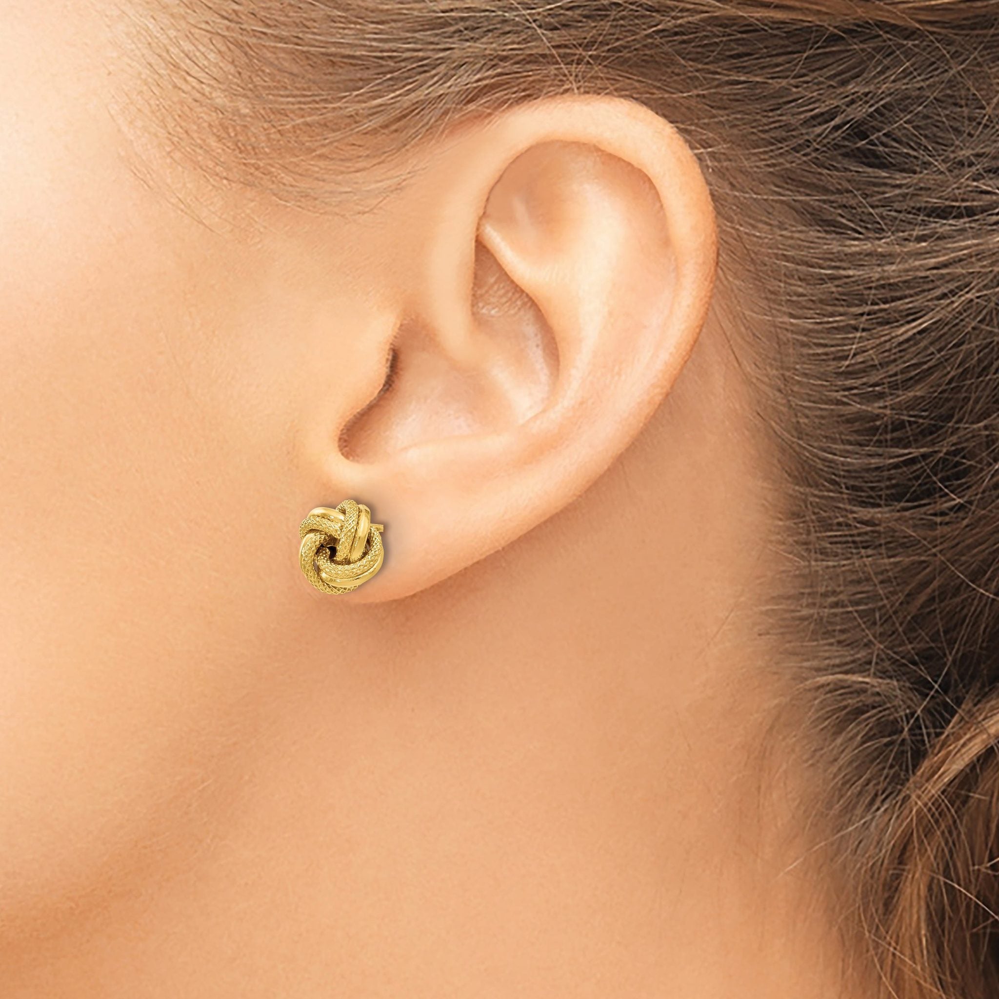 10K Polished D/C Love Knot Post Earrings