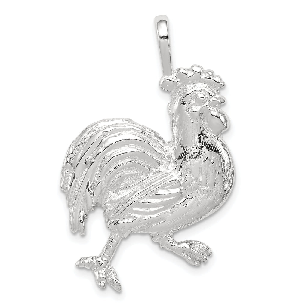 Sterling Silver 925 Rooster Charm with Polished Anti-Tarnish Finish