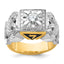 14k Two-tone Men's Polished and Textured 32nd Degree Scottish Rite Masonic Ring Mounting, Mounting Only