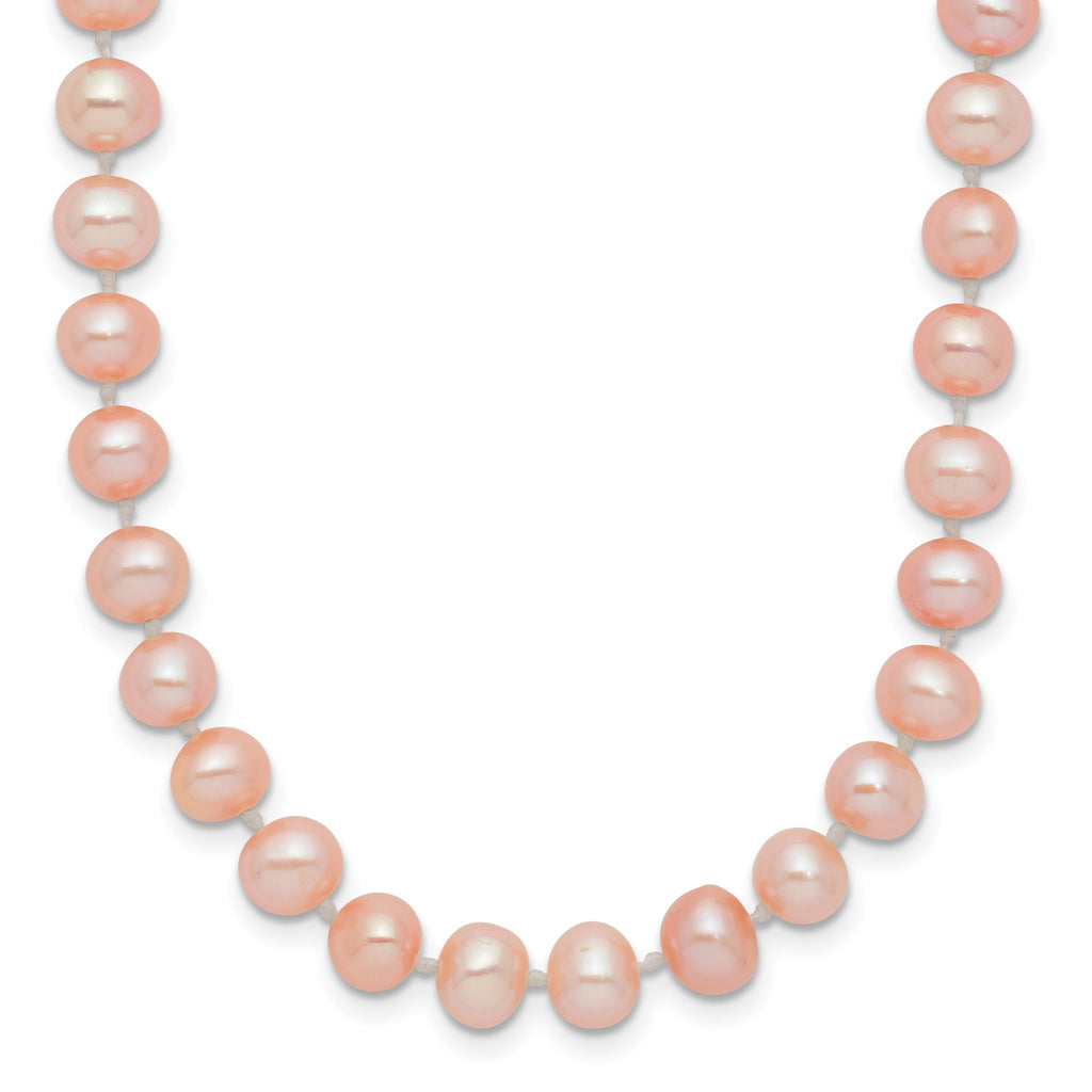 14K Gold Pink Freshwater Pearl Necklace with Elegant Near Round Design