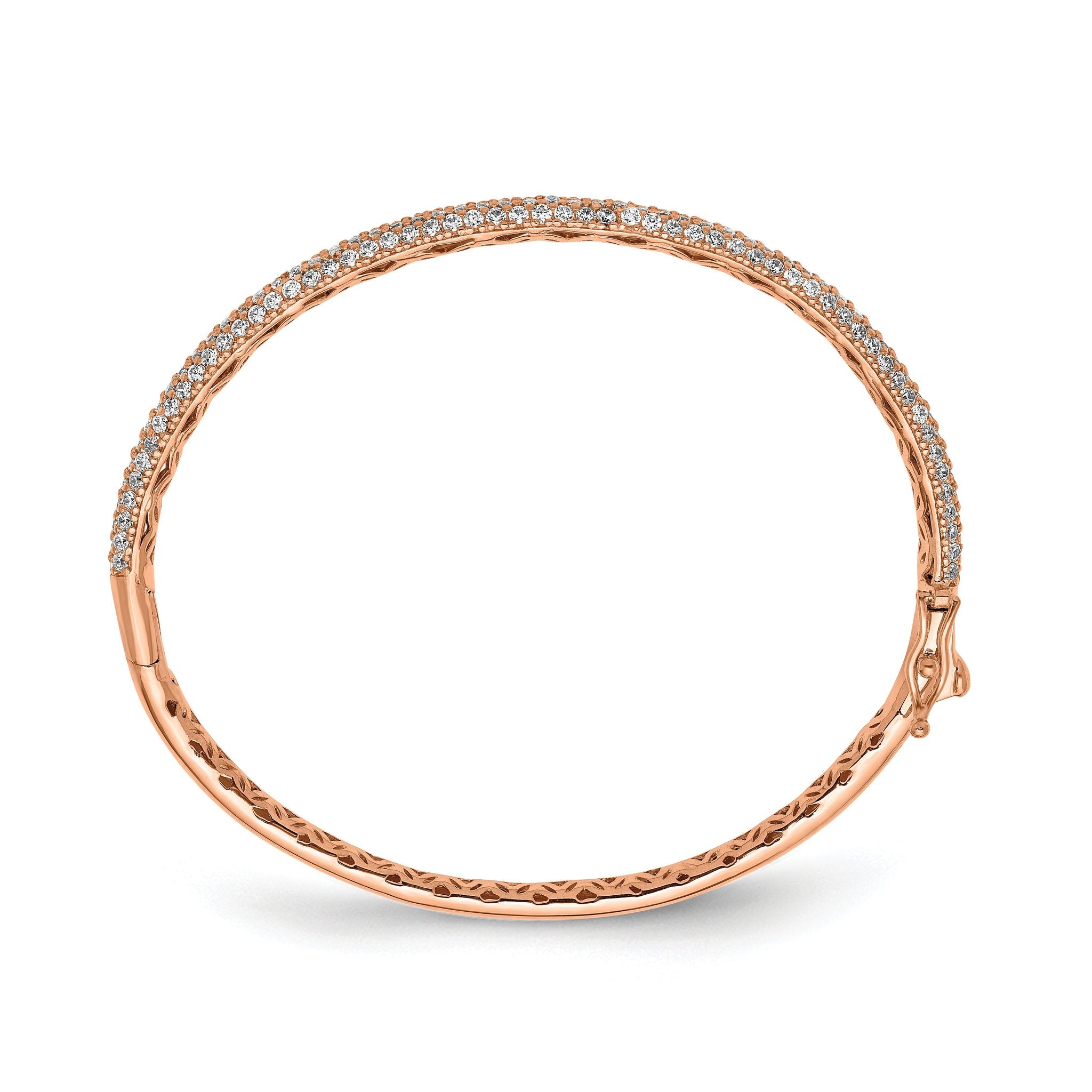 Sterling Shimmer Sterling Silver Rose-tone Flash Rose Gold-plated 175 Stone PavÃÂ¢Ã¢âÂ¬ÃÂ¡ CZ Hinged Bangle Bracelet Secondary image