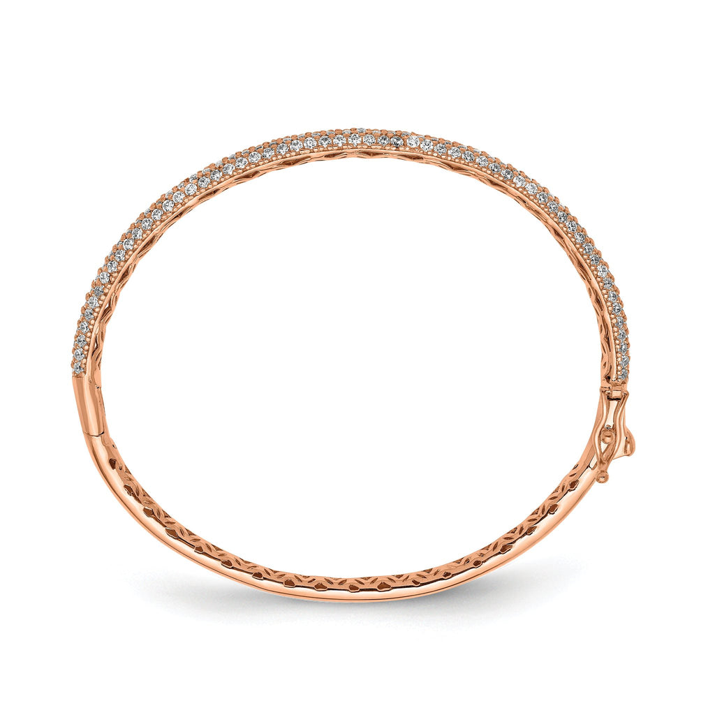 Sterling Shimmer Sterling Silver Rose-tone Flash Rose Gold-plated 175 Stone PavÃÂ¢Ã¢âÂ¬ÃÂ¡ CZ Hinged Bangle Bracelet