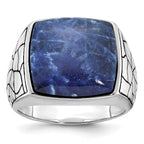 14k White Gold Mens Cushion Sodalite Ring Mounting, Mounting Only