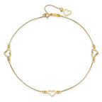 Open Hearts 3-Station Anklet in 14K Yellow Gold
