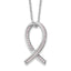 Sterling Silver 925 Pink CZ Awareness Ribbon Necklace with Extender Elegant Gift