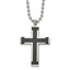 Chisel Titanium Polished Black IP-plated Laser Cut Cross 22 inch Necklace