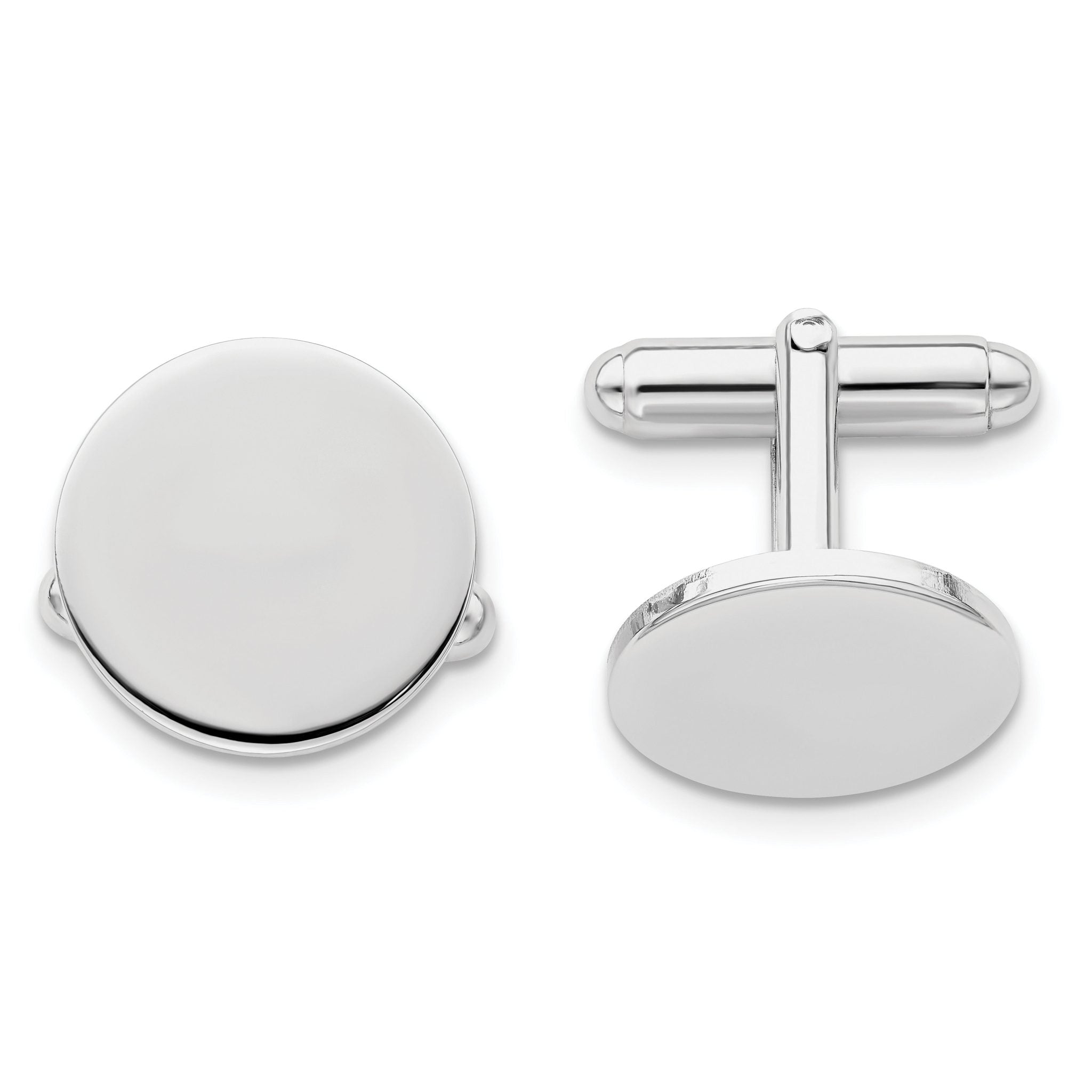 Rhodium-Plated Polished Engravable Cuff Links by Kelly Waters