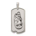 Sterling Silver 925 St. Christopher Dog Tag Pendant with Antiqued Finish