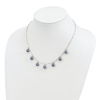 Sterling Silver RH 7-8mm Black Teardrop FWC Pearl Dangle Necklace