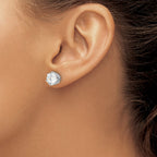 Cheryl M Sterling Silver Rhodium-plated Polished and Textured CZ Stud Earrings