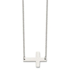Chisel Stainless Steel Unisex Sideways Cross Necklace Polished Finish