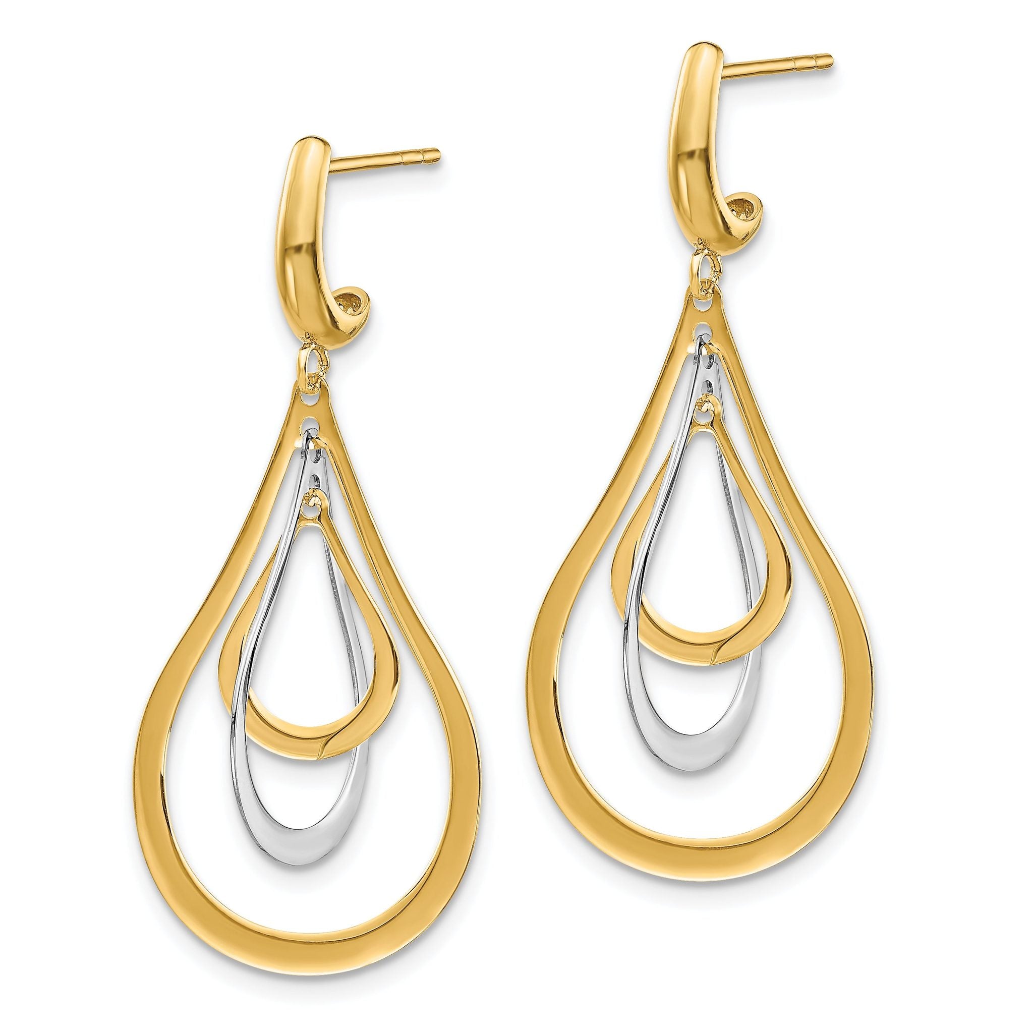 14K Two-tone Polished Post Dangle Earrings Secondary image