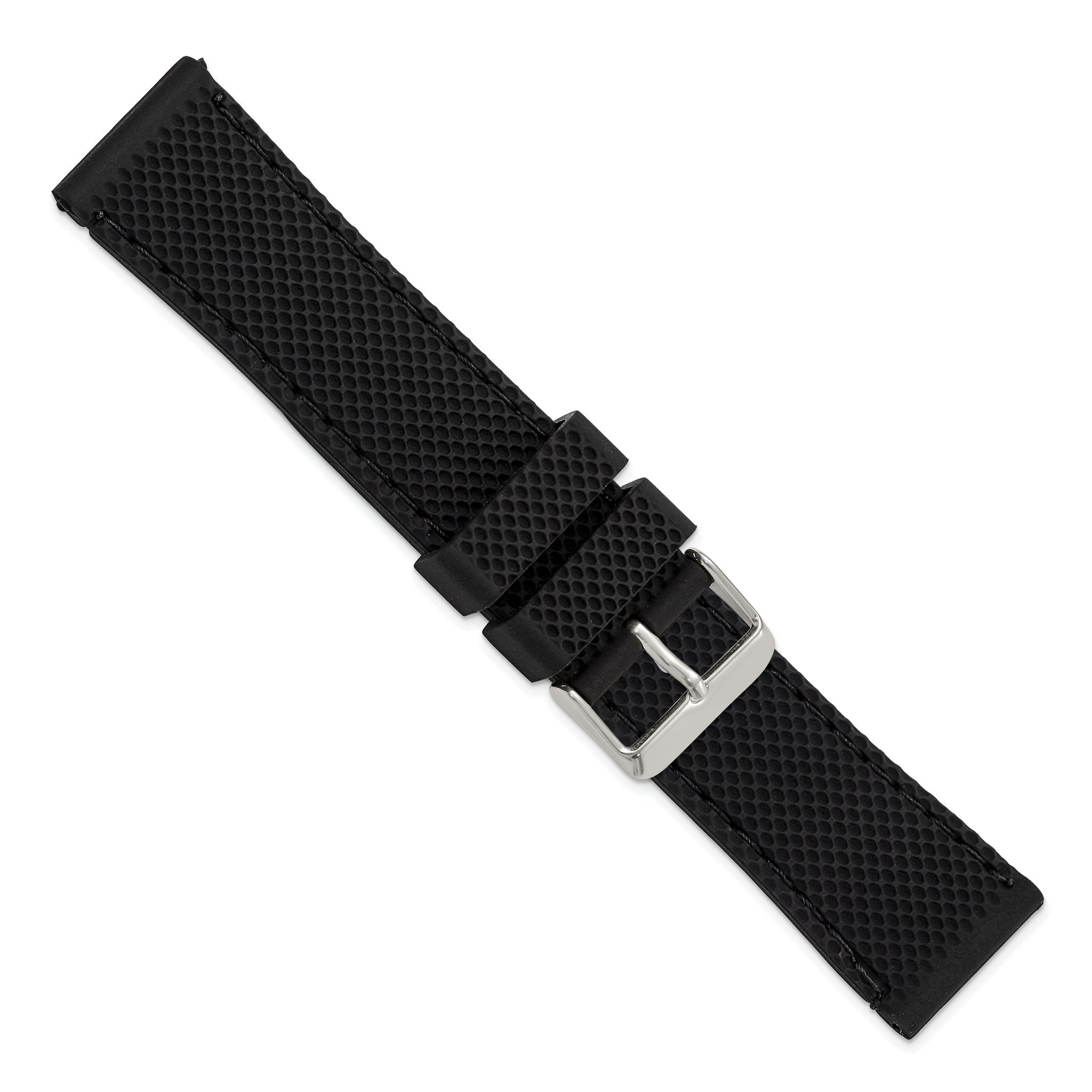 Textured Silicone Watch Band in Black, 22mm