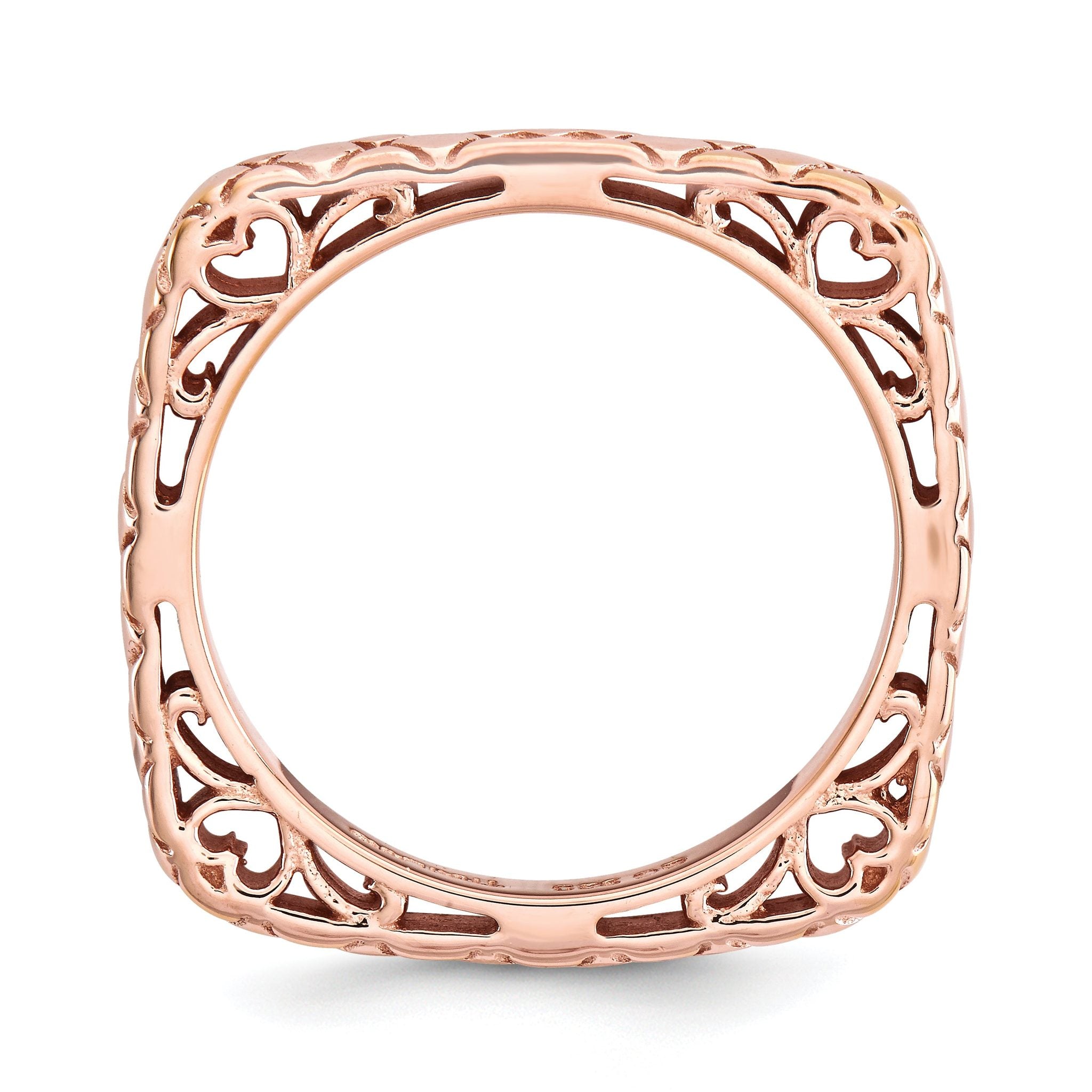 Sterling Silver Stackable Expressions Polished Pink-plate Square Ring Secondary image