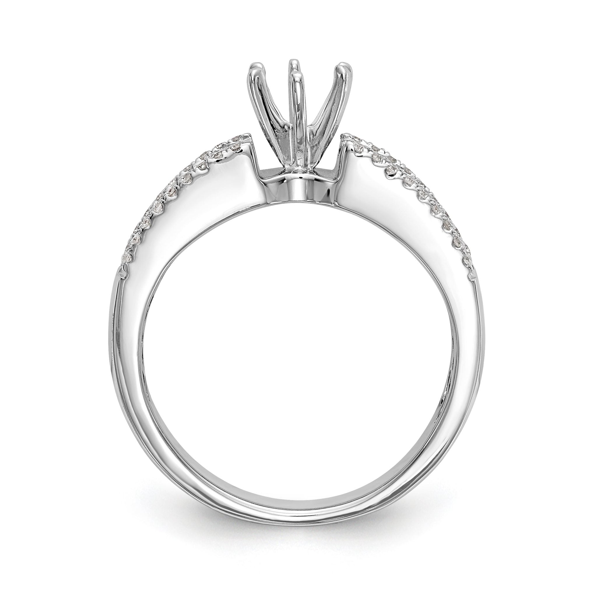 14K White Gold Peg Set 3/4 carat Round/Baguette Diamond Semi-mount Engagement Ring Secondary image