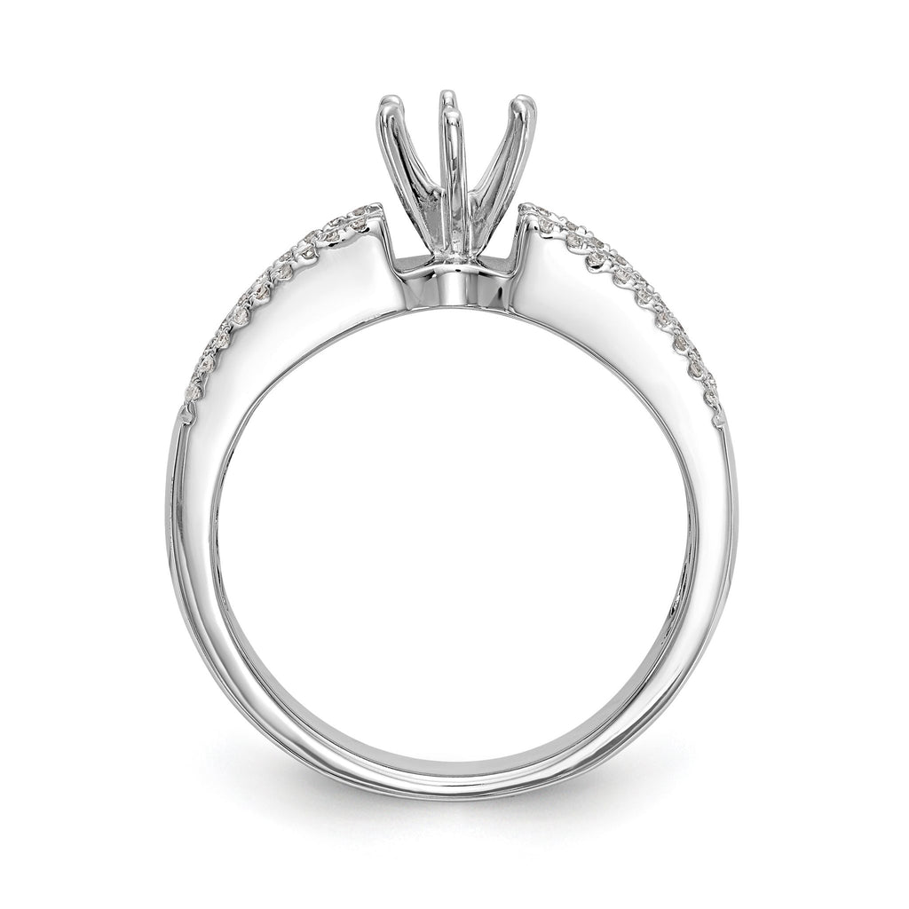 14K White Gold Peg Set 3/4 carat Round/Baguette Diamond Semi-mount Engagement Ring