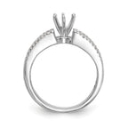 14K White Gold Peg Set 3/4 carat Round/Baguette Diamond Semi-mount Engagement Ring