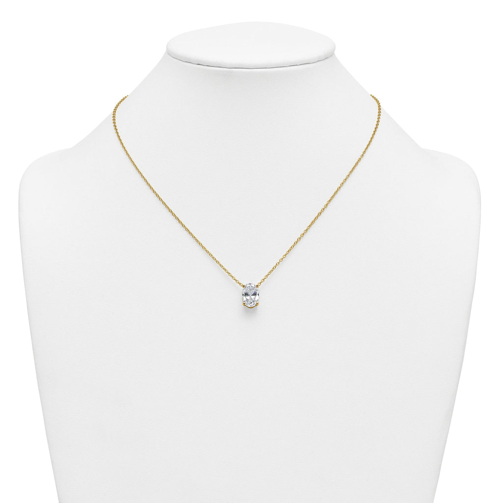 14k 4 carat Certified Lab Grown Diamond VS+ F+ Oval Complete Four Prong 18 inch Pendant Necklace