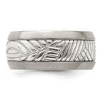 Leaf Inlay Wedding Band in Titanium & Sterling Silver, 11mm