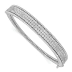 Sophia Jewelers Sterling Silver CZ Bangle with Rhodium Polish