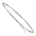14K White Gold Twisted Bangle with Polished Rhodium Finish