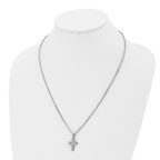 Chisel Stainless Steel Polished Crystal Cross Pendant on a 22 inch Cable Chain Necklace