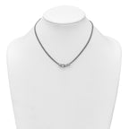 Sterling Silver Rhodium-plated Polished Beads Double Strand Mesh 16 inch with 2 inch Extender Necklace