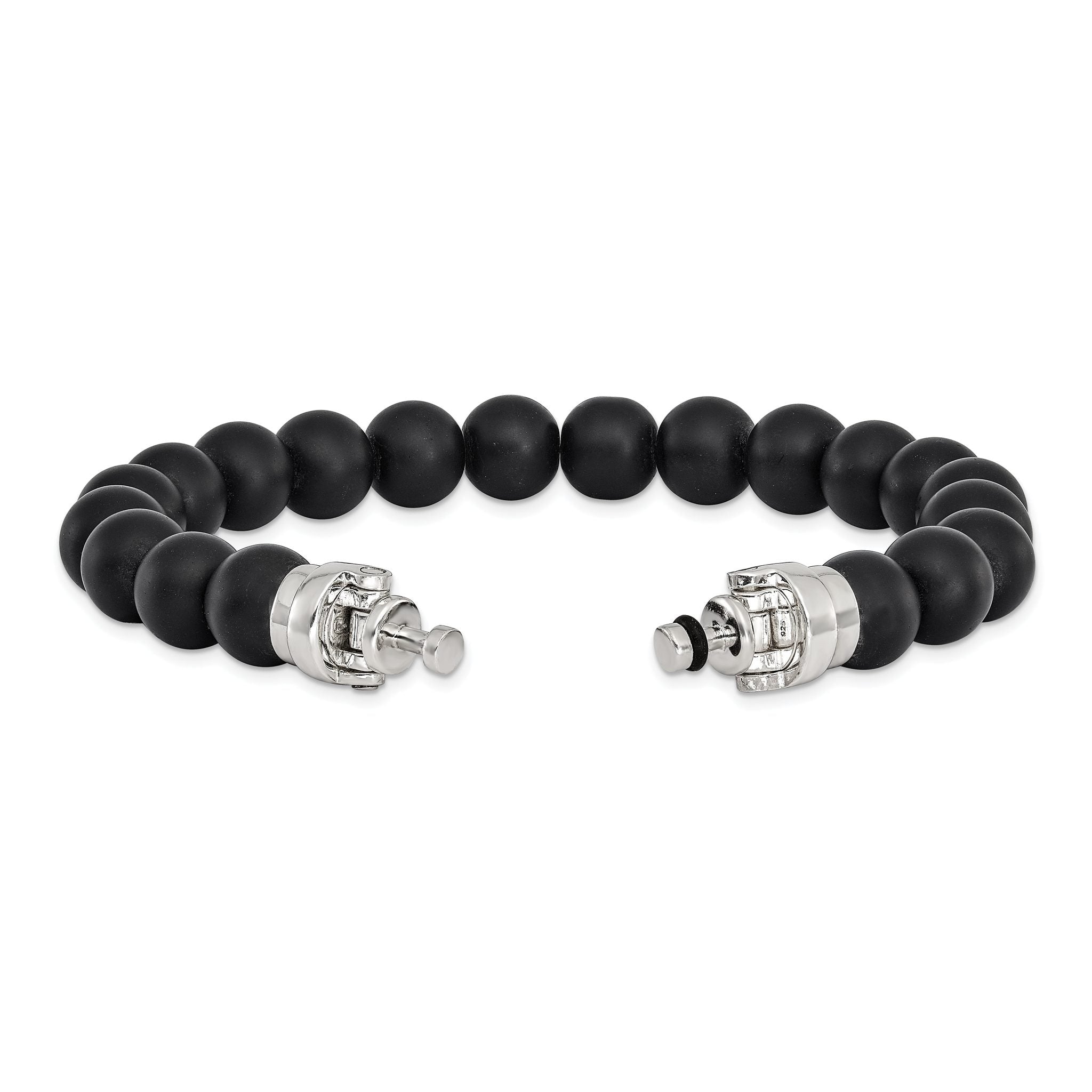 Sterling Silver Reflections 10mm Matte Black Onyx Beaded 8in Bracelet/Bead not included, sold seperately Main image