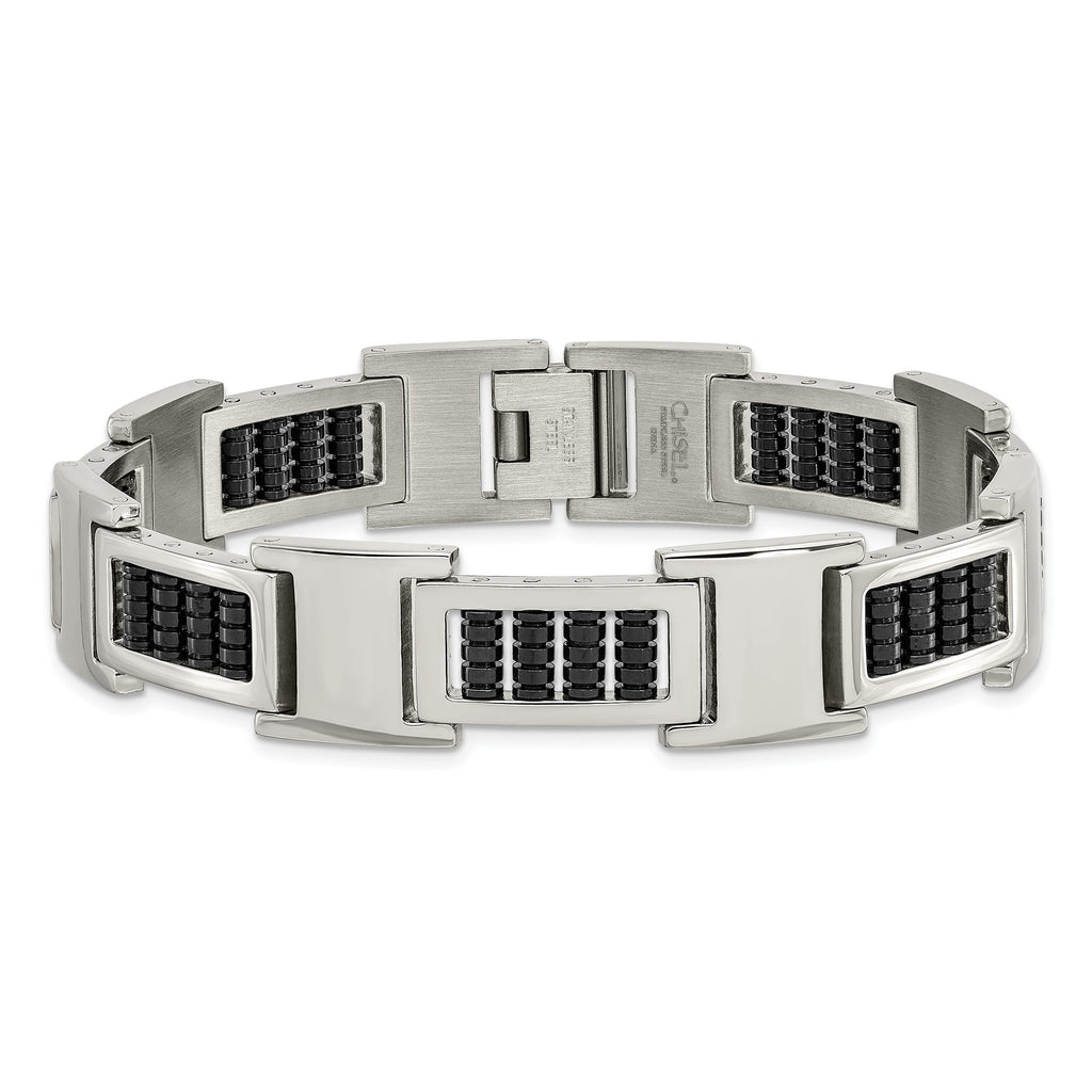 Stainless Steel Polished Black IP-plated Bracelet for Men