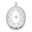 Sterling Silver Rhodium-plated & Diamond With  Swirl Border 34mm Oval Locket