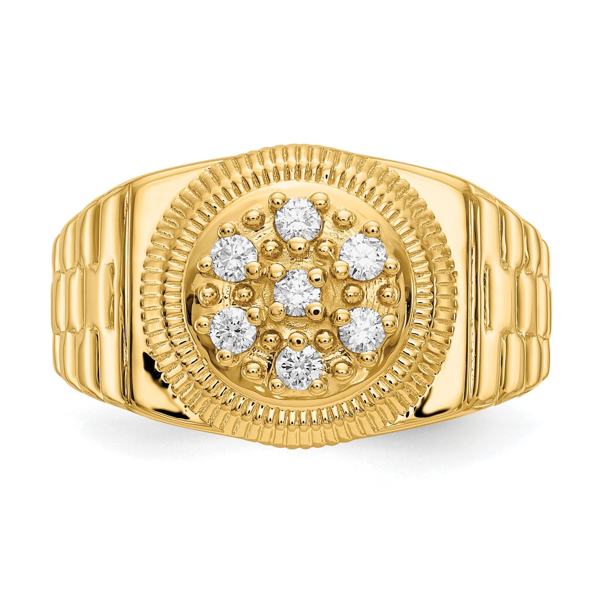 14k 1/4 carat AAA Diamond Circular Top Mens Ring
