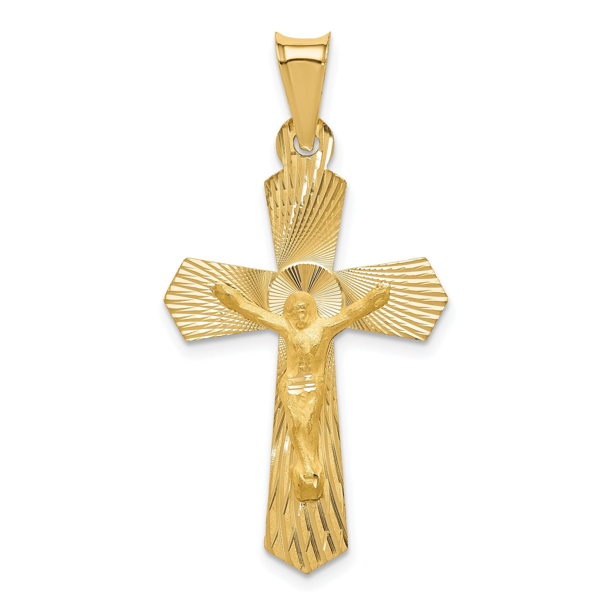 14K Gold Crucifix Pendant with Polished Satin Finish Elegant Solid Design Main image