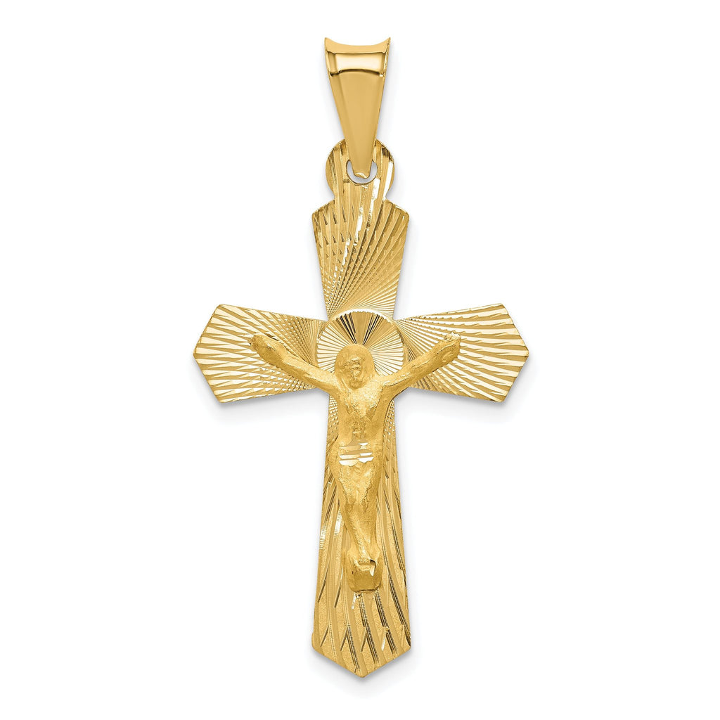 14K Gold Crucifix Pendant with Polished Satin Finish Elegant Solid Design