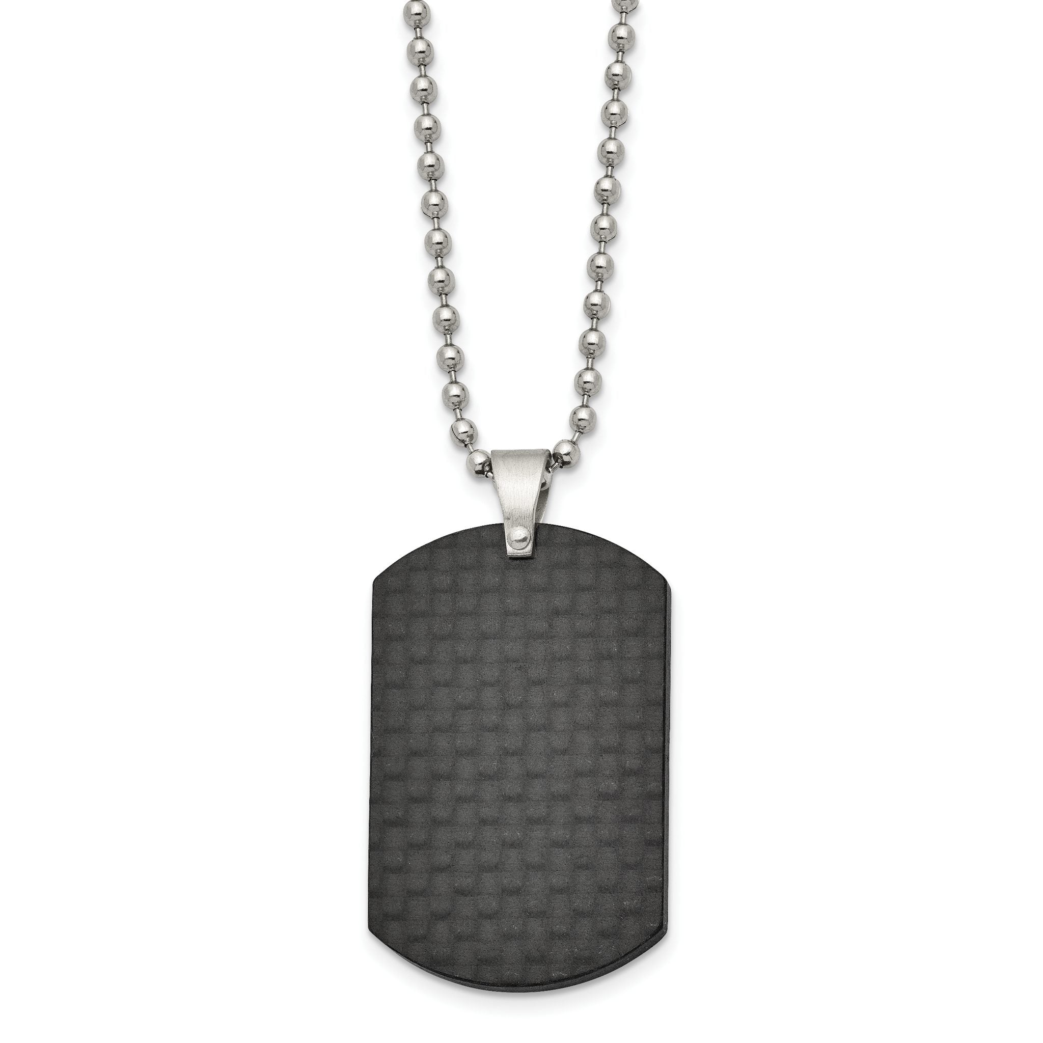 Chisel Stainless Steel Brushed Black Solid Carbon Fiber Dog Tag on a 22 inch Ball Chain Necklace Secondary image