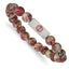 Stainless Steel Brushed with Red Enamel Medical ID 8.5mm Rhodochrosite Beaded Stretch Bracelet