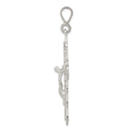Sterling Silver 925 Diamond-Cut Crucifix Pendant with Polished Anti-Tarnish Finish