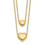 14K Polished Two-Strand Hearts with 1 Inch Ext. Necklace