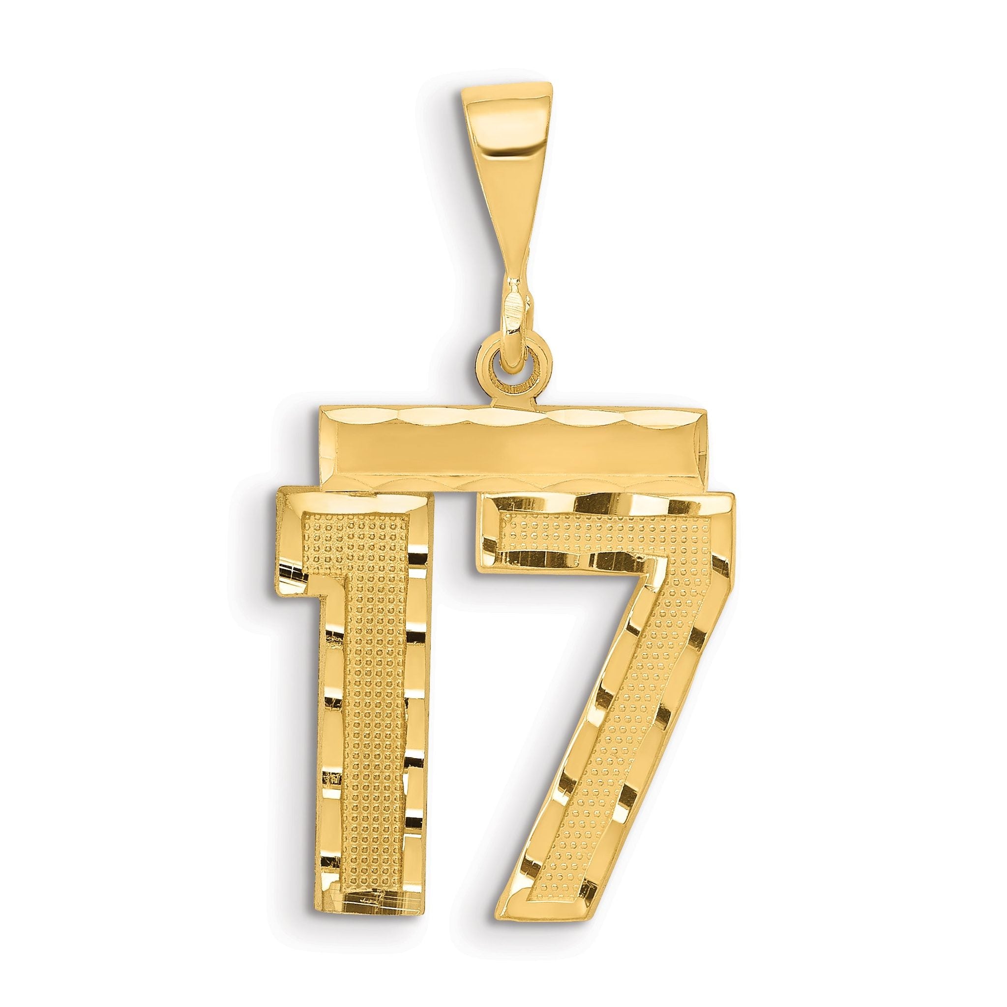 14K Gold Diamond-Cut Number 17 Charm with Polished Finish Main image