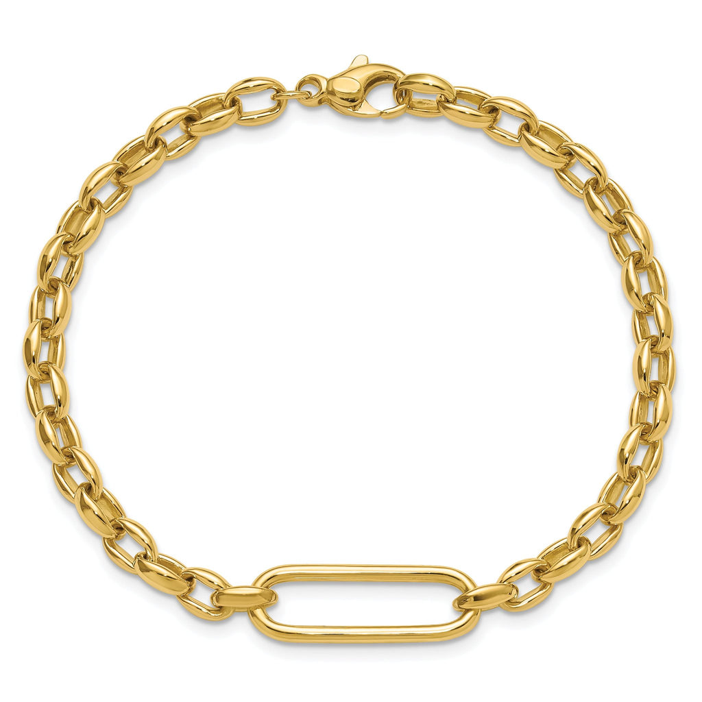 14K Polished Fancy Elongated Oval Link Bracelet