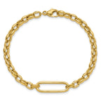 14K Polished Fancy Elongated Oval Link Bracelet